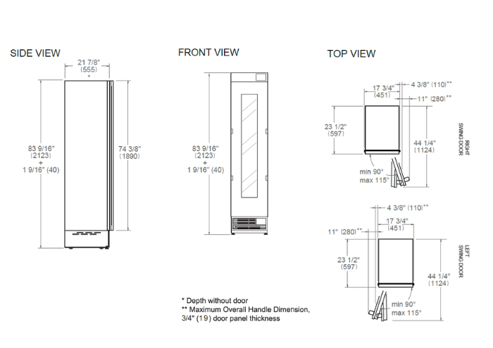 18 Built-in Wine Cellar Column Panel Ready | Bertazzoni